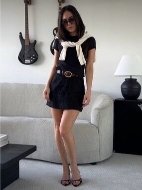DISSH Black Linen Mini Skort